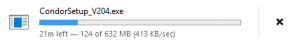 Condor downloading at a whopping 413 KB/s